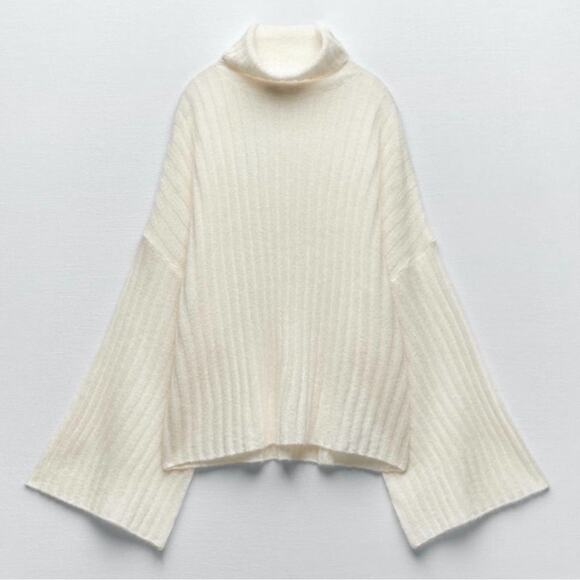 ZARA Semi-Sheer Ribbed Knit Top Size Medium NWT - Picture 2 of 7